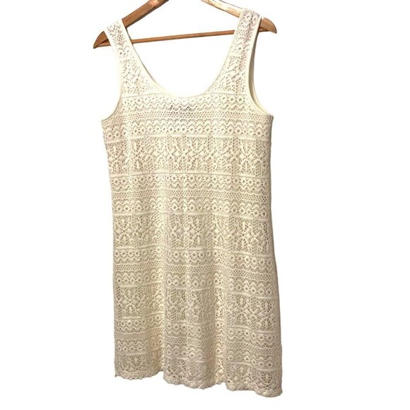Isabel & Nina Crochet Overlay Sheath Dress Size 10 Off White/Cream Fully Lined - Picture 3 of 8
